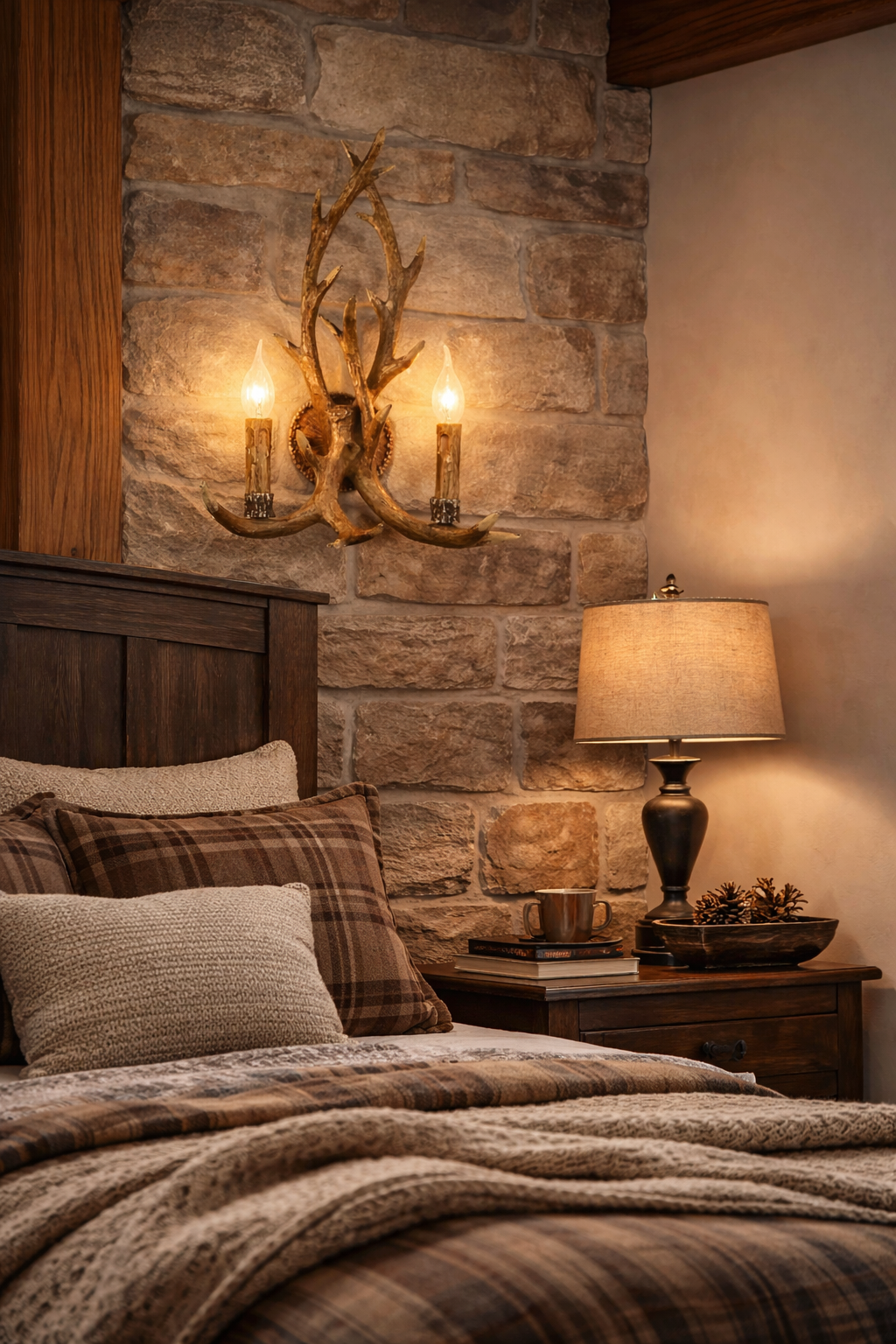 HDC Luxury Antler Design Dual Candle Wall Light – Antique Rustic Finish