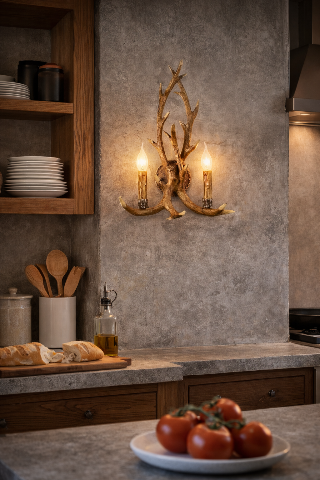 HDC Luxury Antler Design Dual Candle Wall Light – Antique Rustic Finish