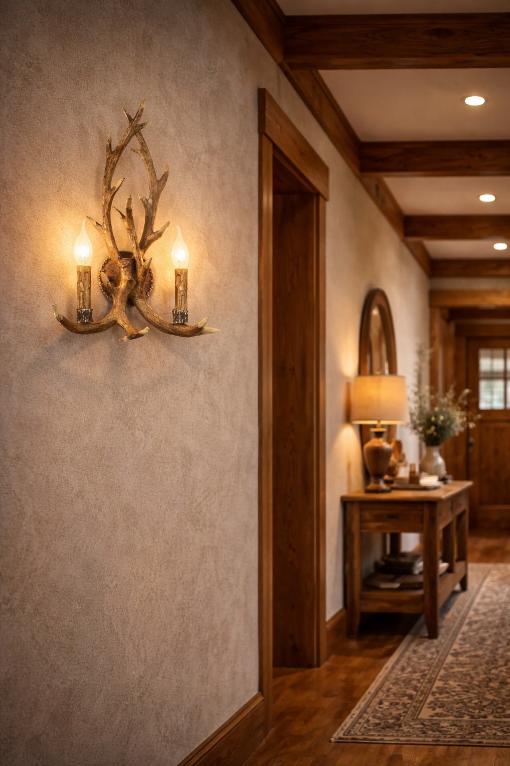 HDC Luxury Antler Design Dual Candle Wall Light – Antique Rustic Finish