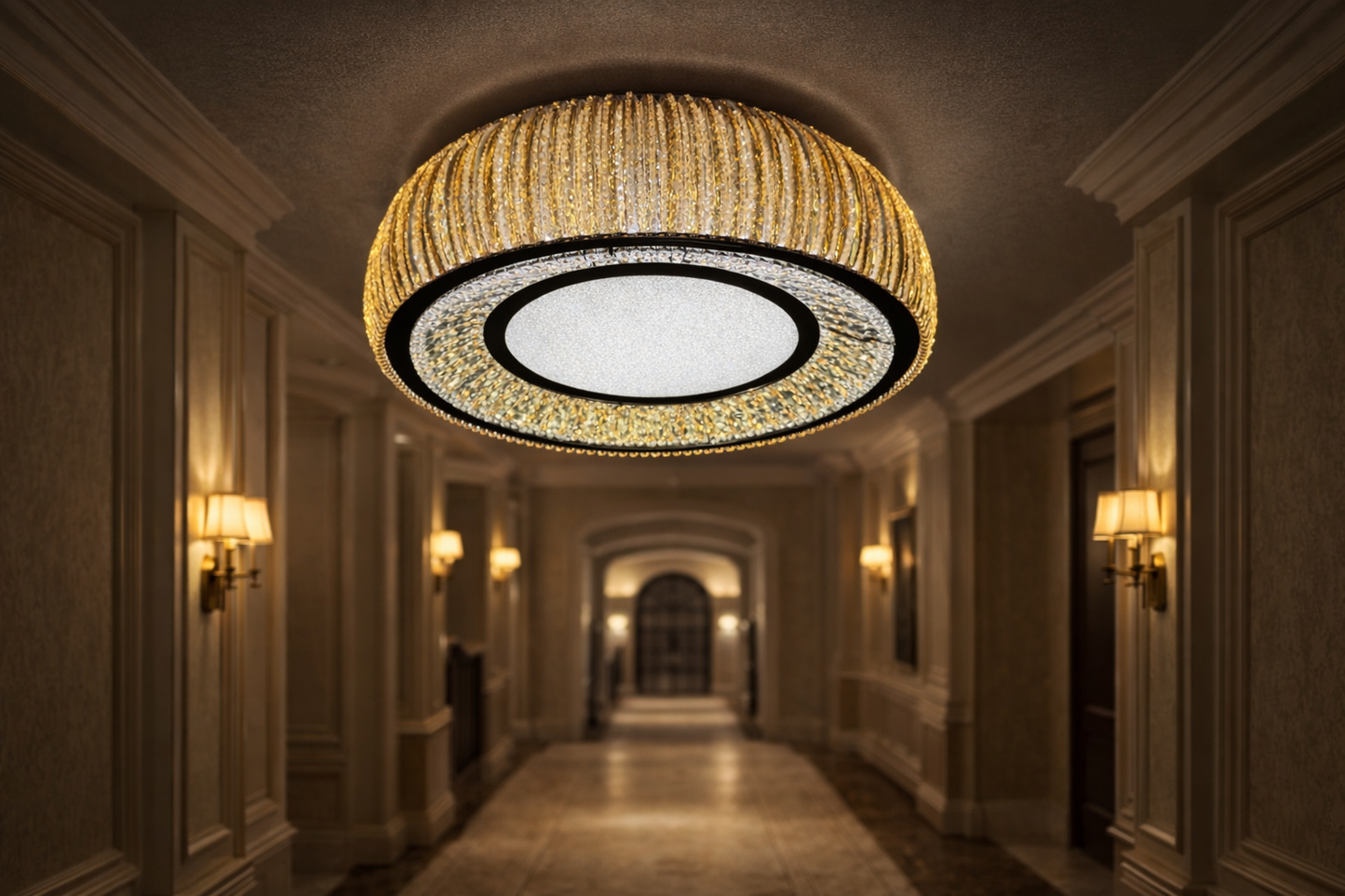 HDC 600/800mm Luxury Crystal Flush Mount Ceiling Light for Bedroom & Living Room