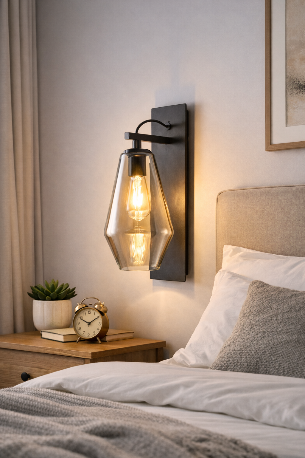 HDC Modern Industrial Glass Wall Light for Bedroom, Living Room & Passage