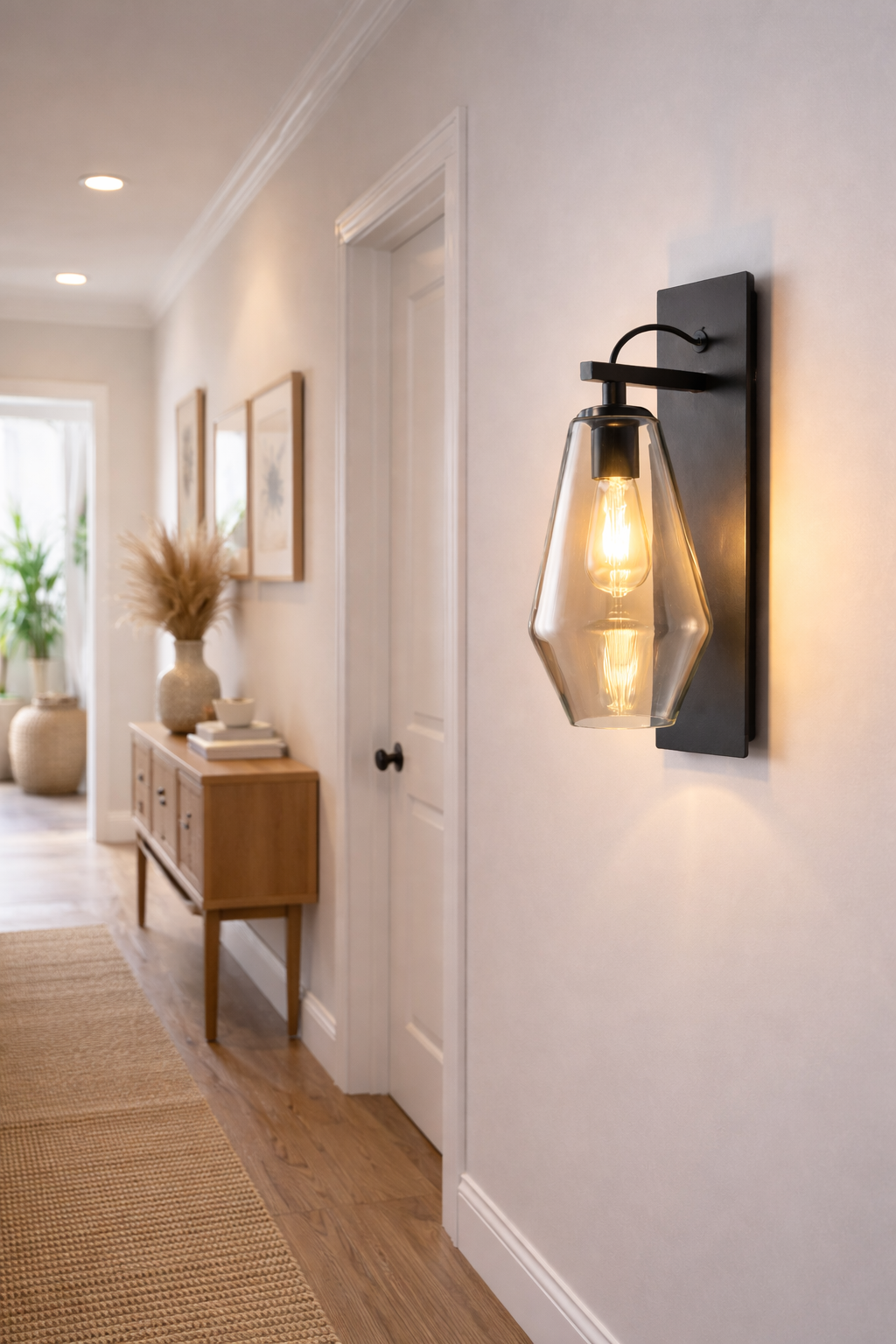 HDC Modern Industrial Glass Wall Light for Bedroom, Living Room & Passage