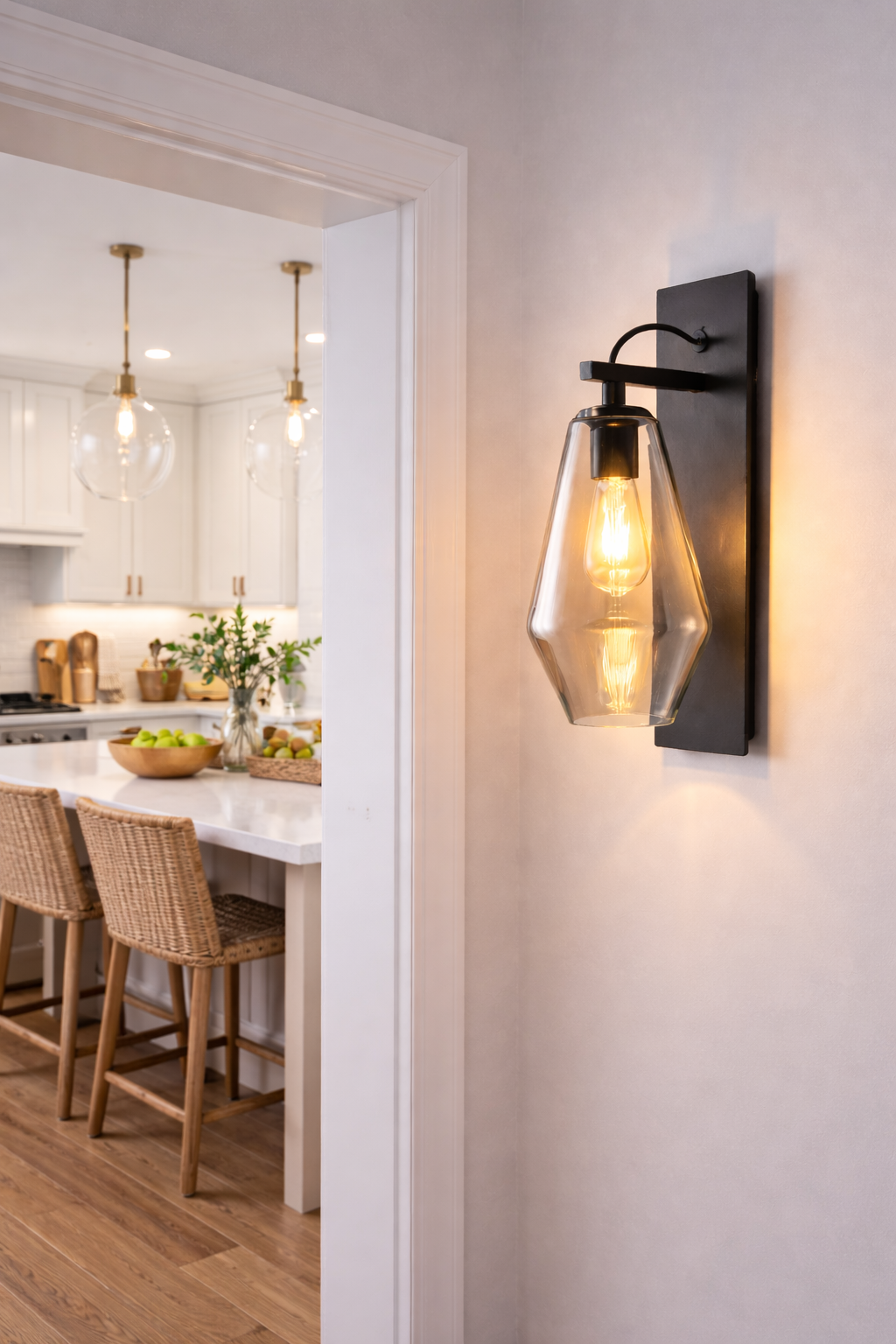 HDC Modern Industrial Glass Wall Light for Bedroom, Living Room & Passage