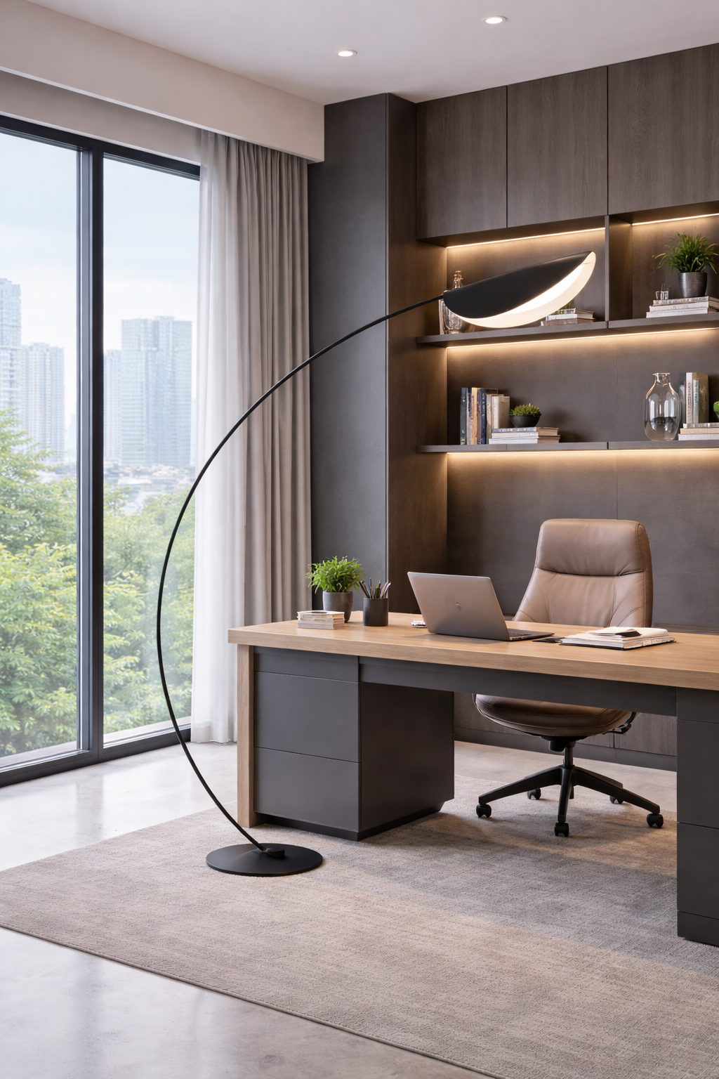 HDC Modern Curved LED Floor Lamp for Living Room & Bedroom
