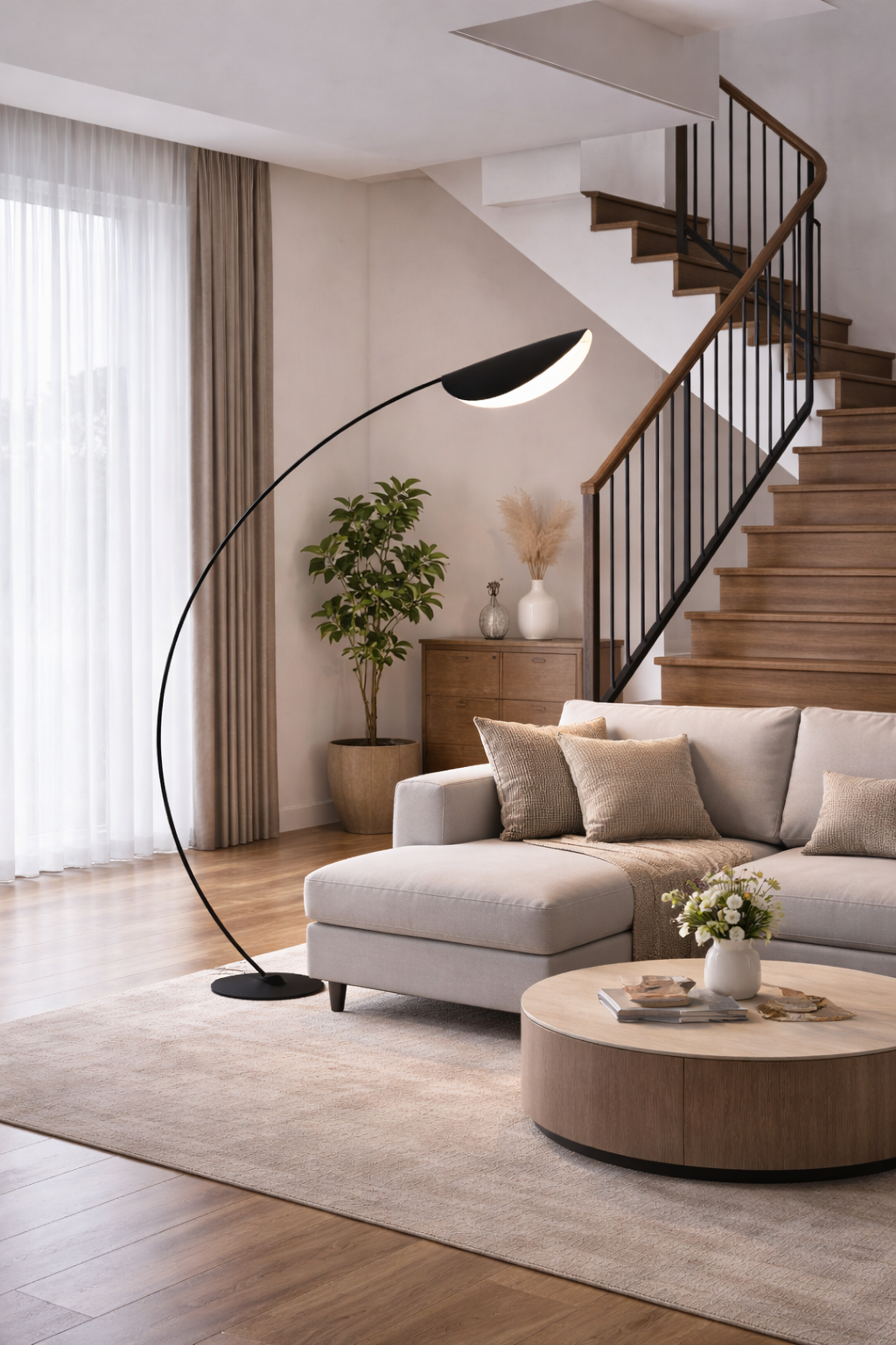 HDC Modern Curved LED Floor Lamp for Living Room & Bedroom