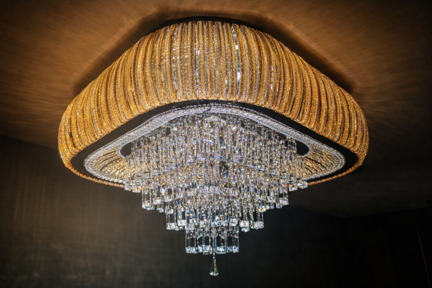 HDC 800mm Luxury Gold Crystal Ceiling Chandelier Light for Living Room, Bedroom & Hall
