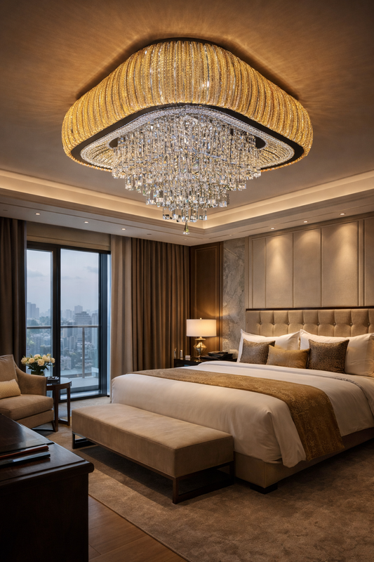 HDC 800mm Luxury Gold Crystal Ceiling Chandelier Light for Living Room, Bedroom & Hall