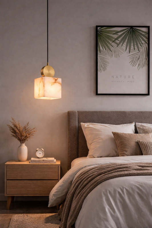 HDC Modern Marble Cube Pendant Light for Living & Dining Spaces