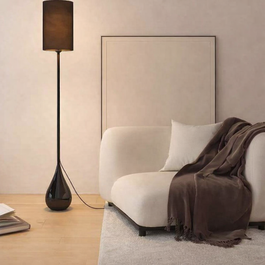 HDC Modern Elegant Black Fabric Shade Floor Lamp for Living Room & Bedroom