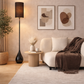 HDC Modern Elegant Black Fabric Shade Floor Lamp for Living Room & Bedroom