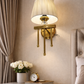 HDC Luxury Brass Finish Wall Light with Fabric Shade for Bedroom & Living Room