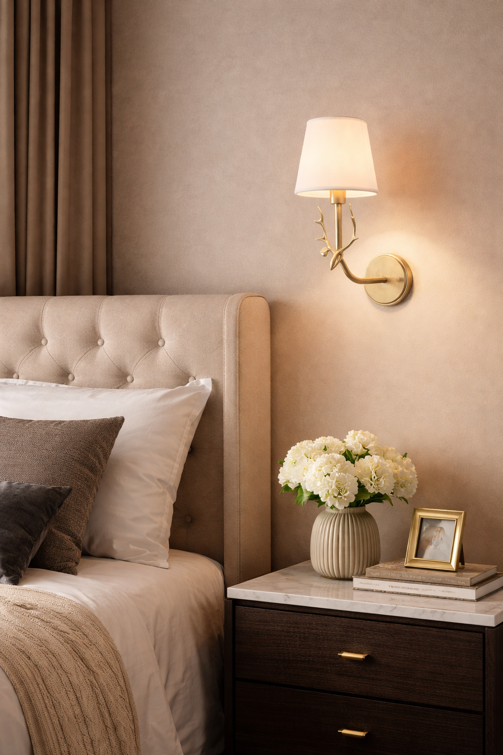HDC Luxury Classic Fabric Shade Deer Wall Light for Living Room & Bedroom