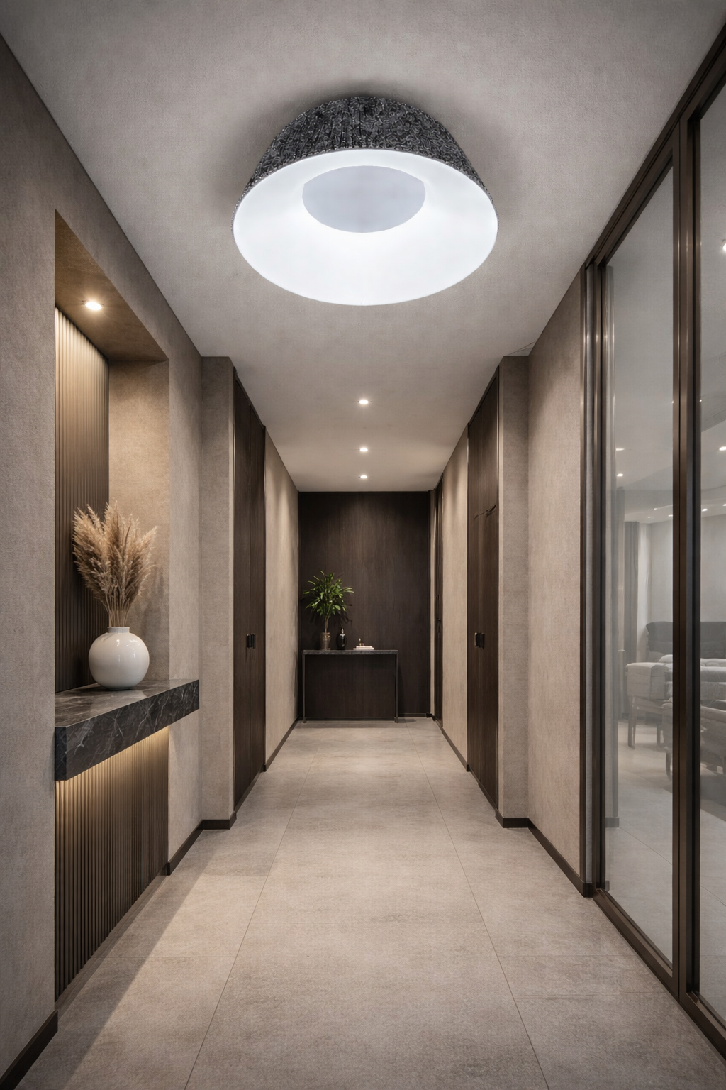 HDC Modern Black Texture LED Ceiling Light for Bedroom, Living Room & Hall