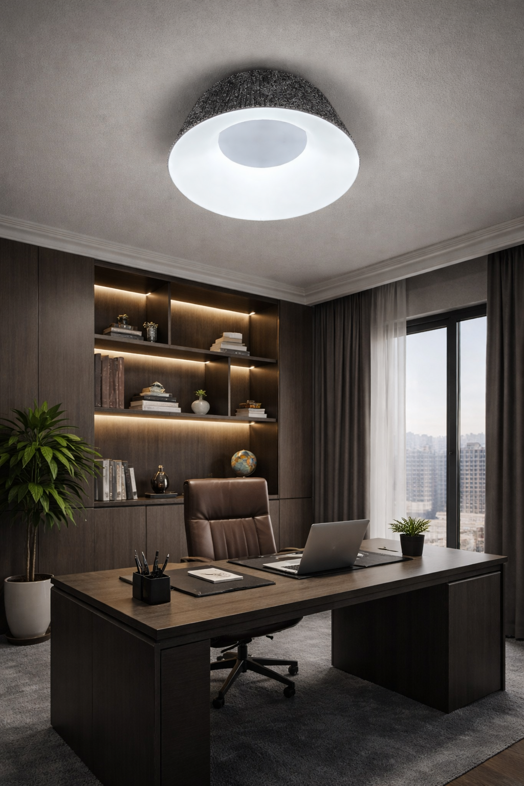 HDC Modern Black Texture LED Ceiling Light for Bedroom, Living Room & Hall