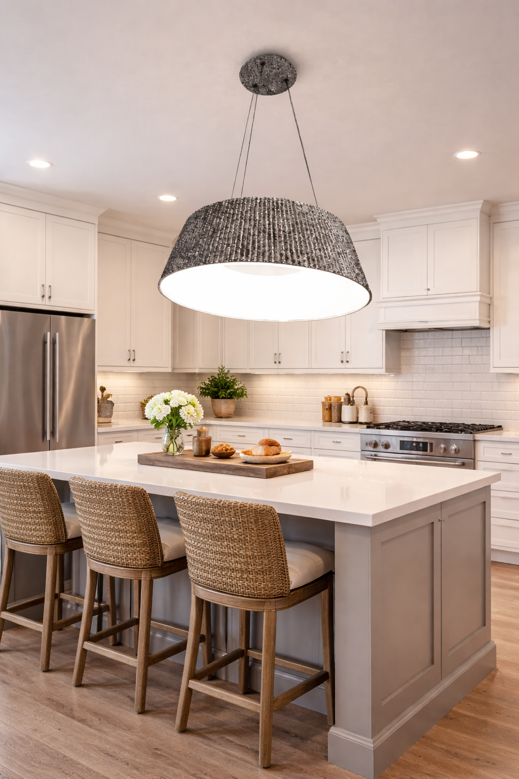 HDC Modern Black Fabric Pendant Ceiling Light for Living Room, Dining & Bedroom