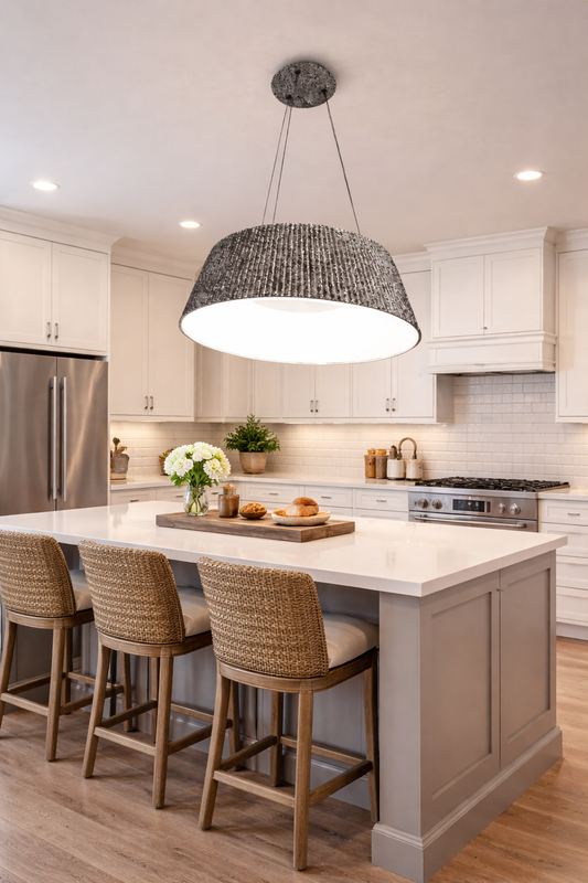 HDC Modern Black Fabric Pendant Ceiling Light for Living Room, Dining & Bedroom