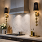 HDC Luxury Black & Gold Designer Wall Light with Fabric Shade for Bedroom & Living Room