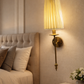 HDC Luxury Pleated Fabric Wall Light with Antique Gold Finish for Bedroom & Living Spaces
