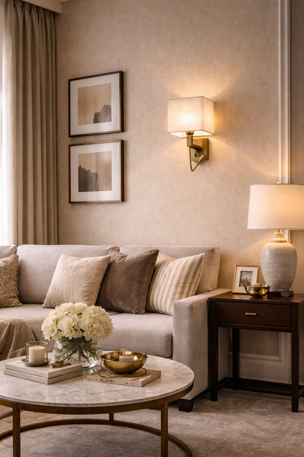 HDC Modern Fabric Shade Wall Light with Adjustable Reading Arm for Bedroom & Hotel Use