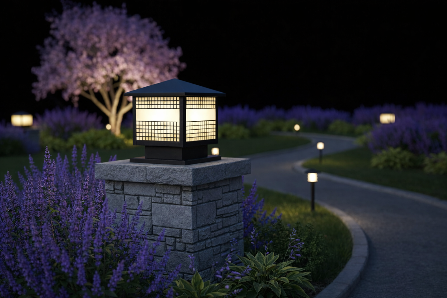 HDC Modern Black Finish, Water-Resistant Outdoor LED Gate Light for Courtyard Door Decorative Lamp
