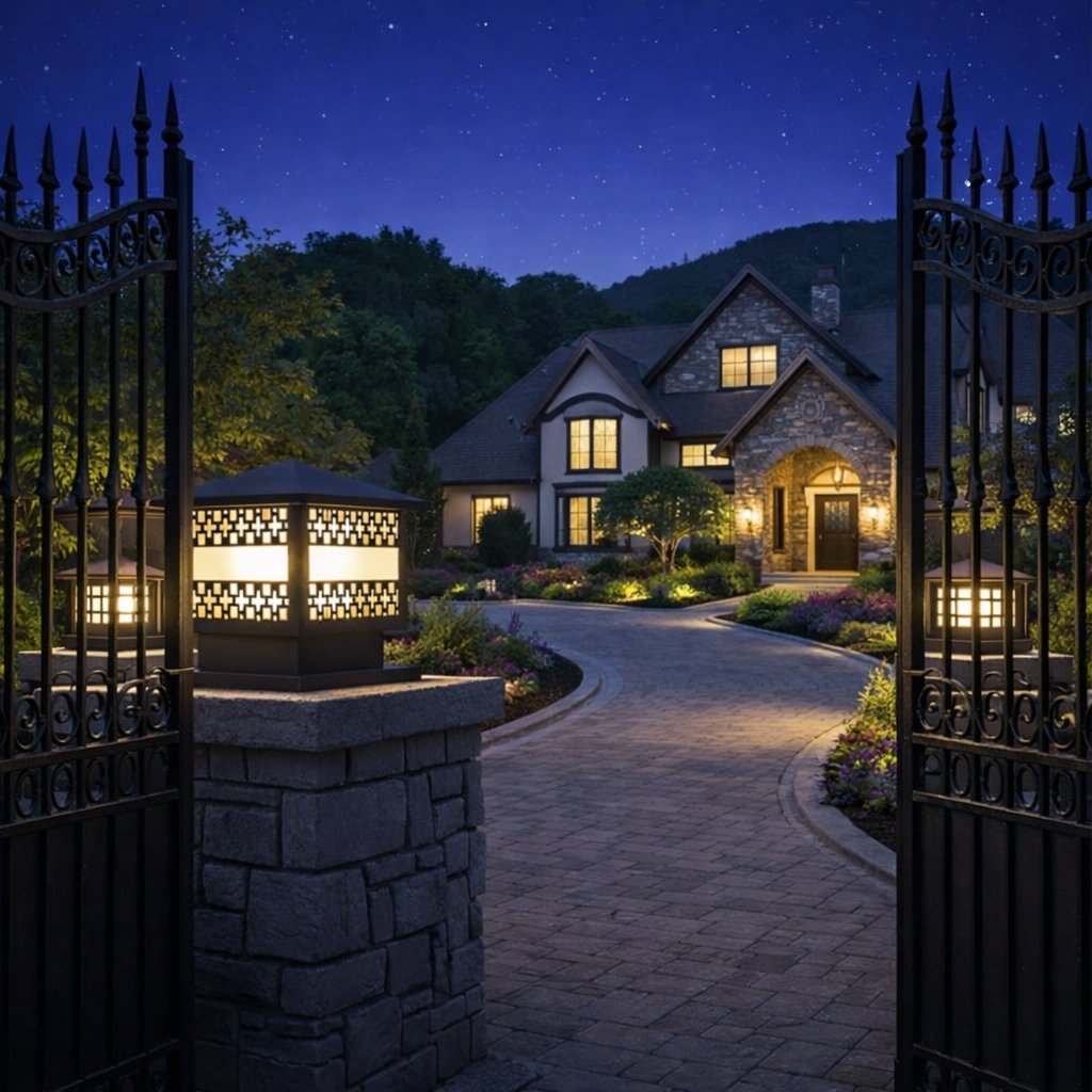 HDC Modern Black Finish, Water-Resistant Outdoor LED Gate Light for Courtyard Door Decorative Lamp