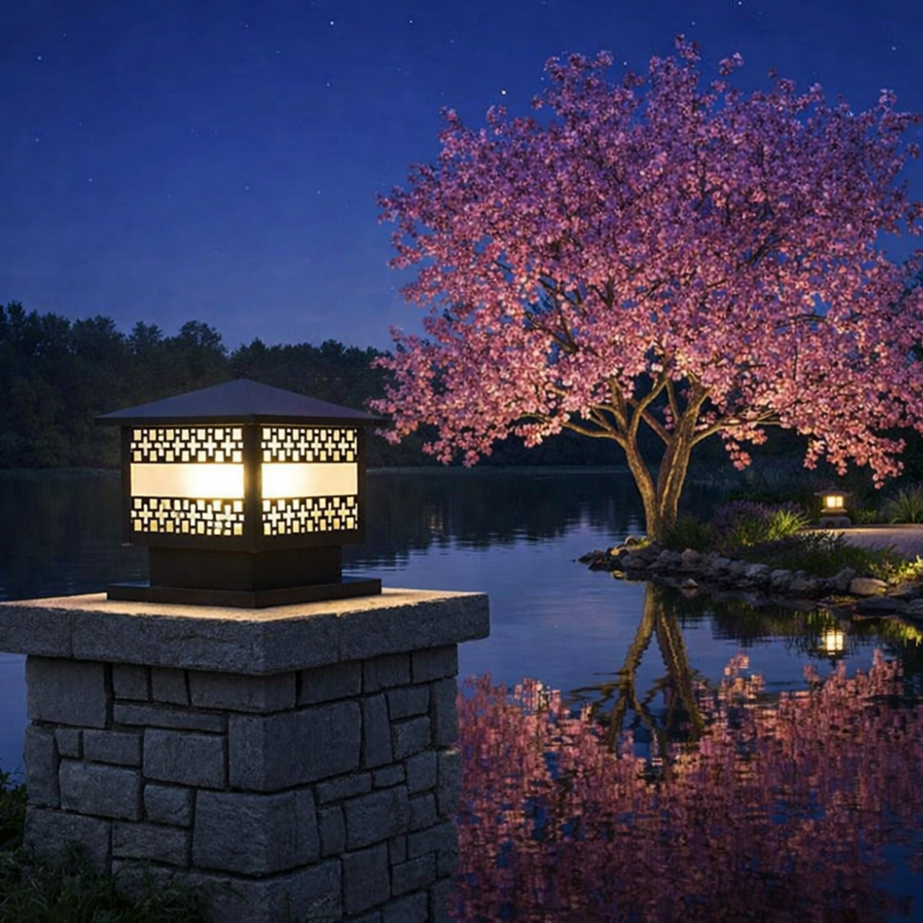 HDC Modern Black Finish, Water-Resistant Outdoor LED Gate Light for Courtyard Door Decorative Lamp