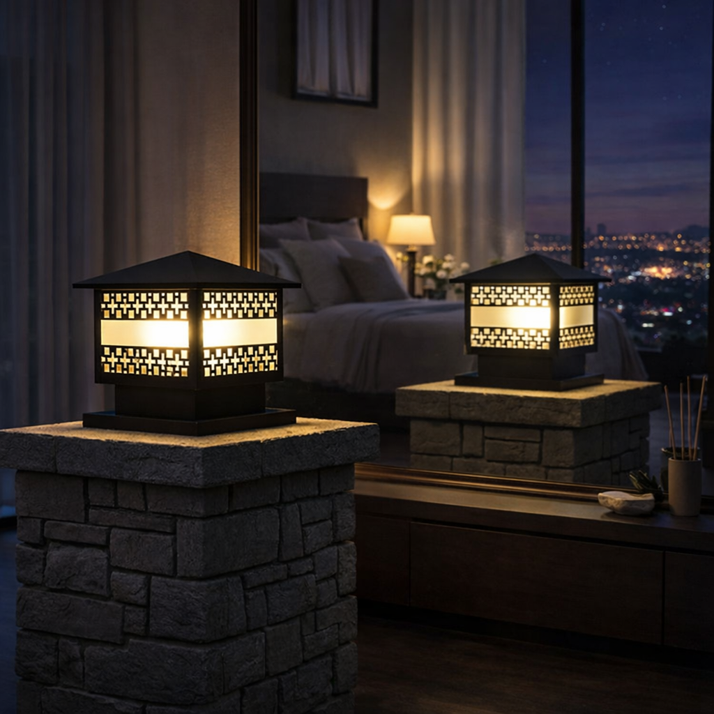 HDC Modern Black Finish, Water-Resistant Outdoor LED Gate Light for Courtyard Door Decorative Lamp