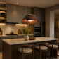 HDC Modern Walnut Wave Pendant Light for Bedroom, Living Room
