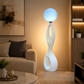 HDC Modern Sculptural Floor Lamp with Frosted Globe Shade for Bedroom, Living Room