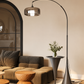HDC Modern Arc Floor Lamp with Smoked Glass Shade for Bedroom, Living Room