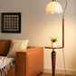 HDC Modern Arc Fabric Shade Floor Lamp for Bedroom, Living Room