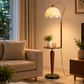 HDC Modern Arc Fabric Shade Floor Lamp for Bedroom, Living Room