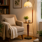 HDC Modern Arc Fabric Shade Floor Lamp for Bedroom, Living Room