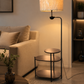 HDC Modern Floor Lamp with Side Table & Shelf for Bedroom, Living Room