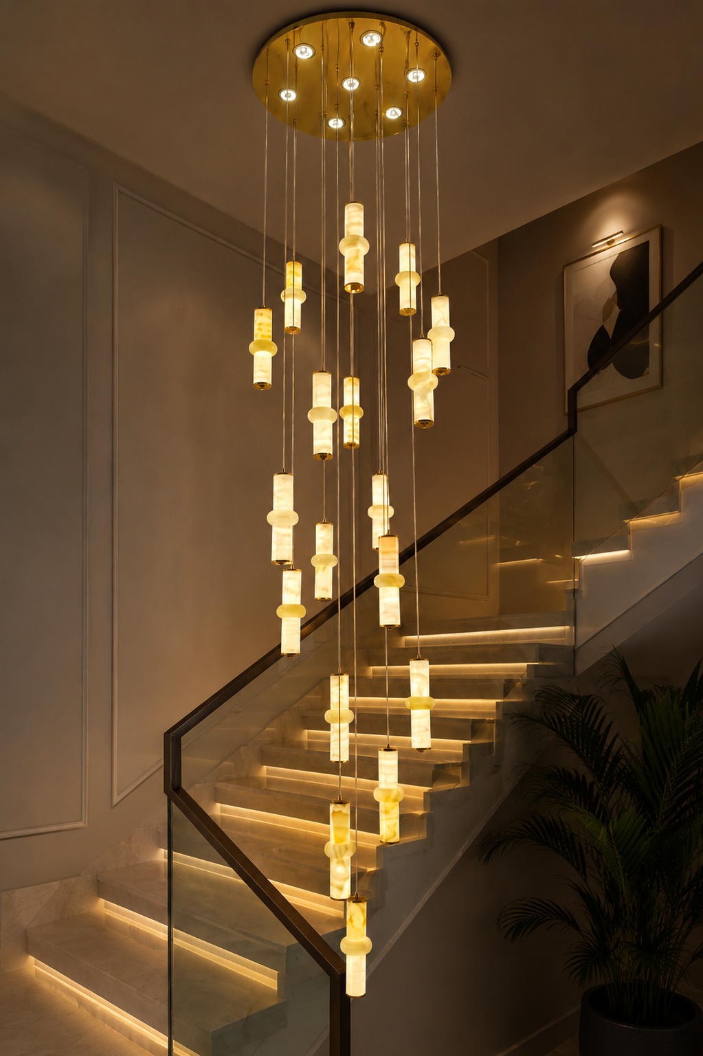 HDC Luxury 18-Light LED Double Height Chandelier for Double Height Living Room, Staircase Void