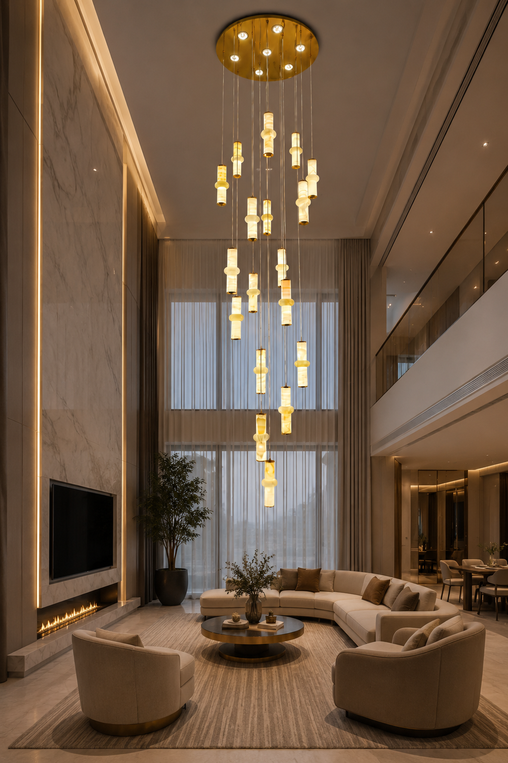 HDC Luxury 18-Light LED Double Height Chandelier for Double Height Living Room, Staircase Void