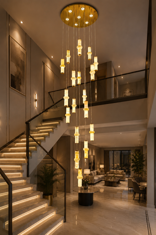 HDC Luxury 18-Light LED Double Height Chandelier for Double Height Living Room, Staircase Void