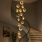 HDC Luxury 18 Light Gold Multi Ring LED Double Height Chandelier