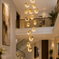 HDC Luxury 18 Light Gold Multi Ring LED Double Height Chandelier
