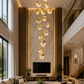 HDC Luxury 18 Light Gold Multi Ring LED Double Height Chandelier