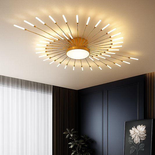 HDC 28+1, 42+1 Light Gold Body Acrylic Led Chandelier Ring For Living Room Lamp - Warm White