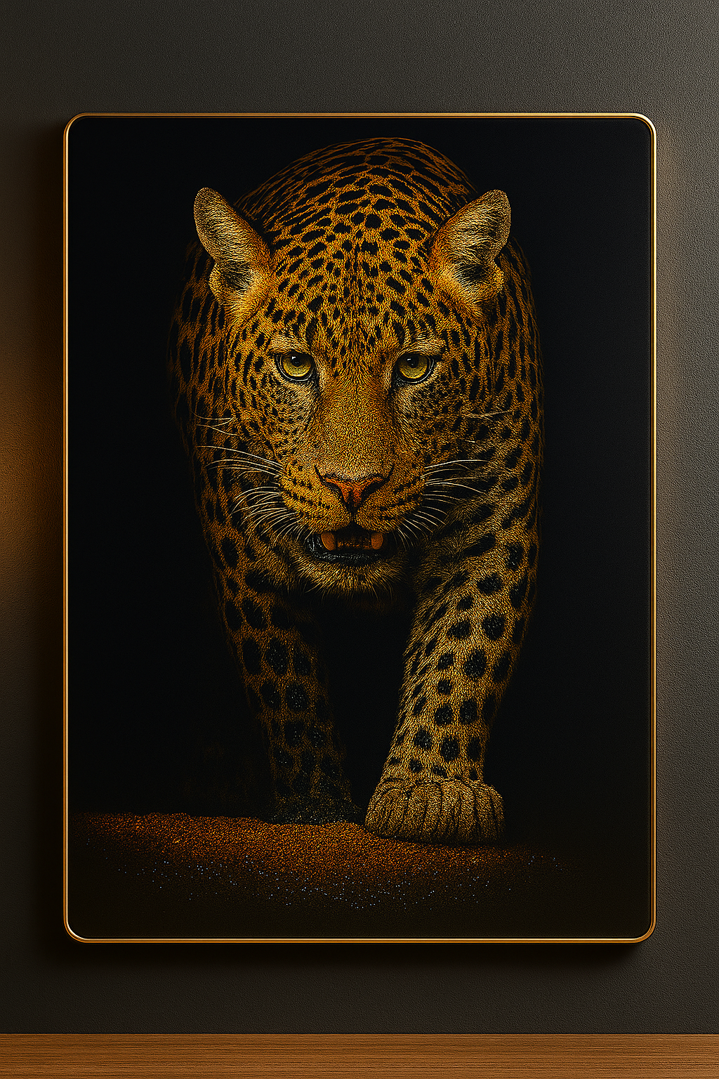 Hdc Modern Majestic Fierce Leopard Canvas Wall Art Crystal Painting
