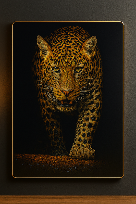 Hdc Modern Majestic Fierce Leopard Canvas Wall Art Crystal Painting