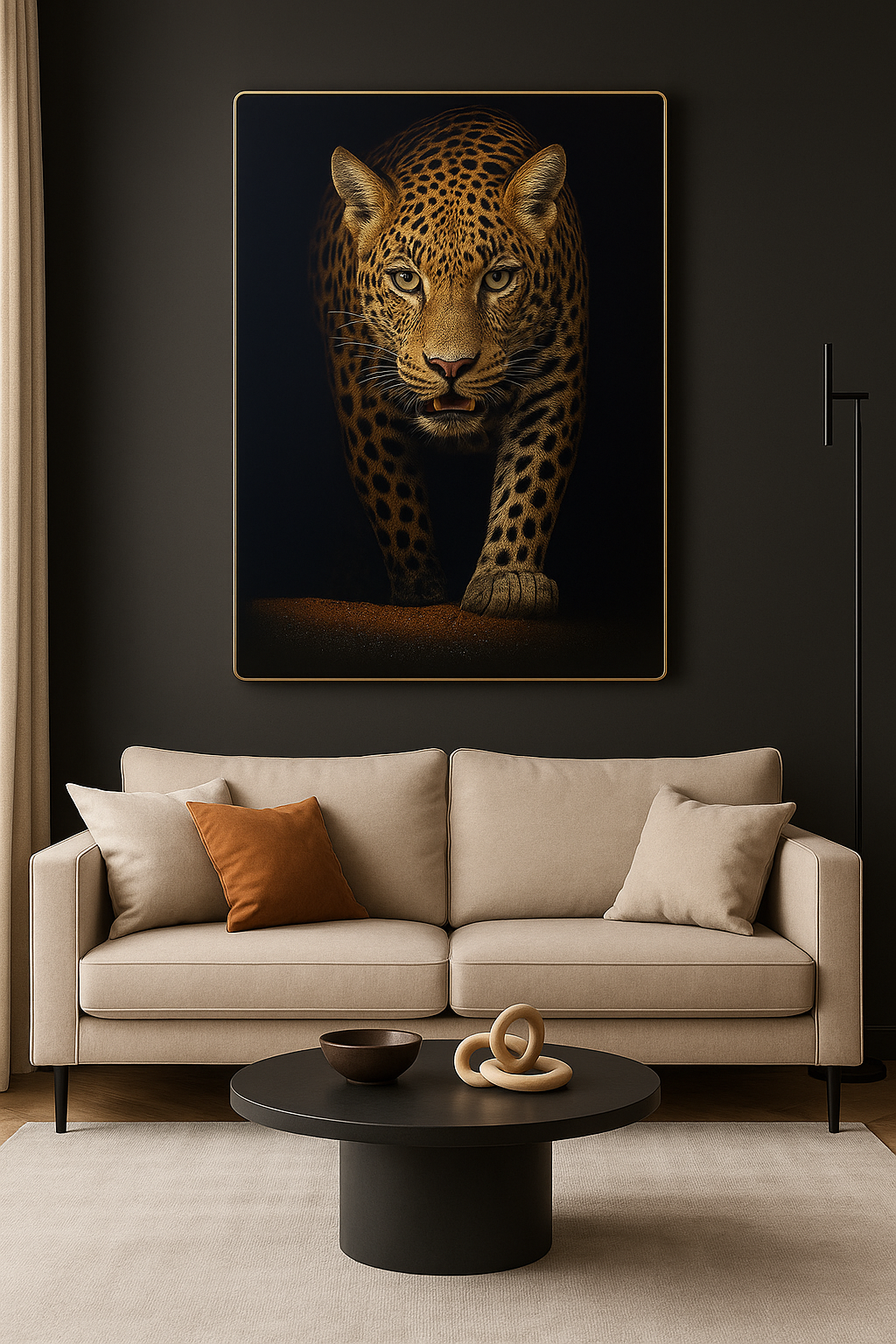 Hdc Modern Majestic Fierce Leopard Canvas Wall Art Crystal Painting