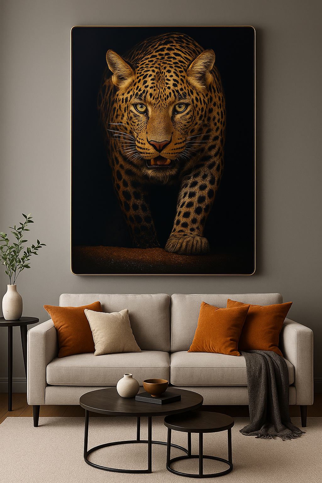 Hdc Modern Majestic Fierce Leopard Canvas Wall Art Crystal Painting
