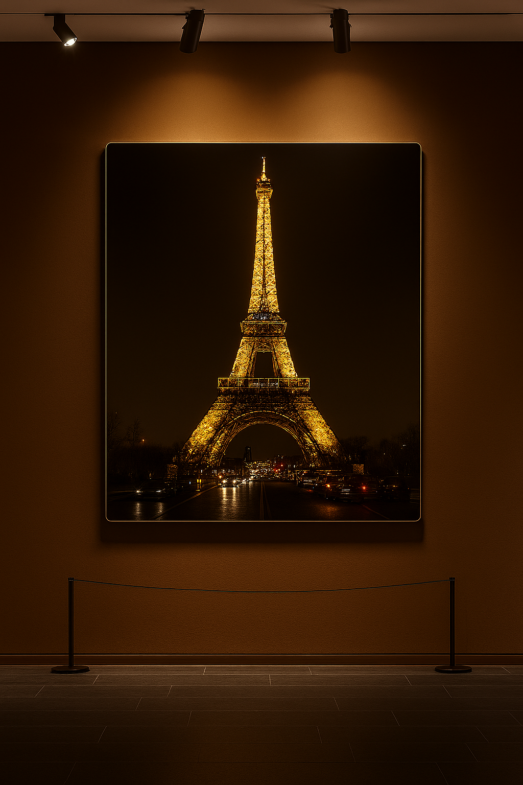 Hdc Modern Eiffel Tower Nightscape Canvas Wall Art Crystal Painting Paris City Lights Wall Art