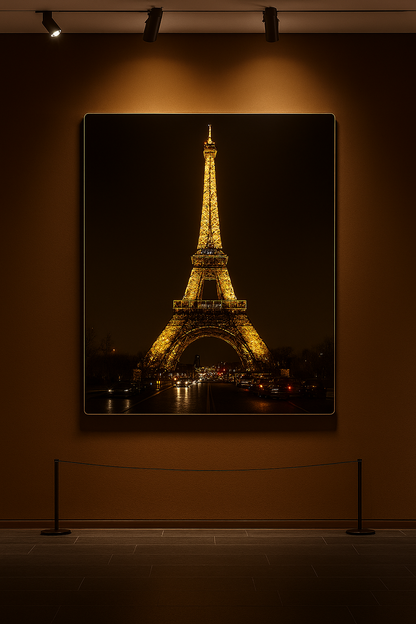 Hdc Modern Eiffel Tower Nightscape Canvas Wall Art Crystal Painting Paris City Lights Wall Art