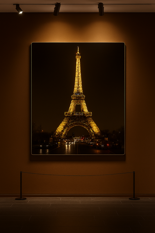 Hdc Modern Eiffel Tower Nightscape Canvas Wall Art Crystal Painting Paris City Lights Wall Art