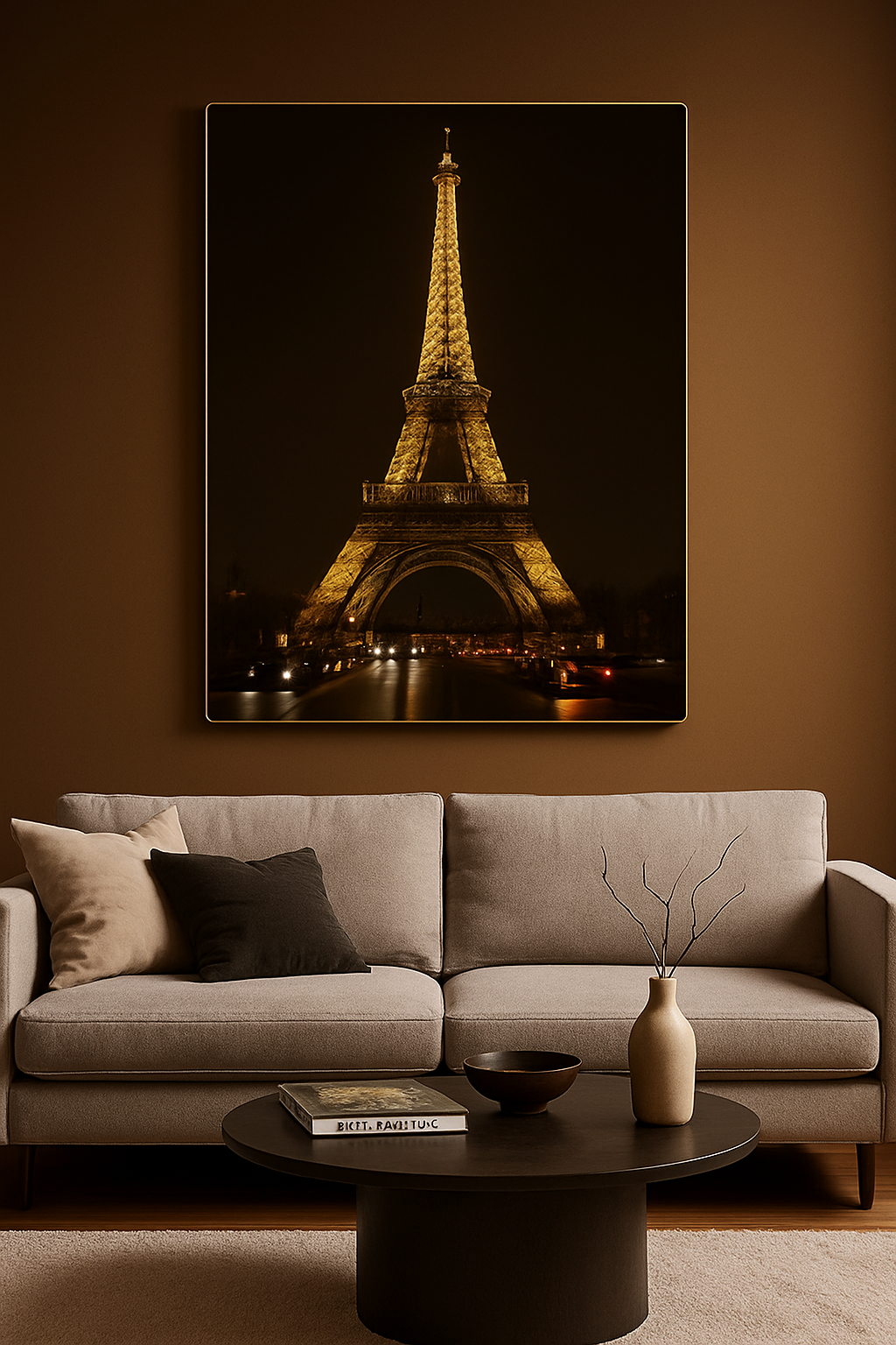 Hdc Modern Eiffel Tower Nightscape Canvas Wall Art Crystal Painting Paris City Lights Wall Art