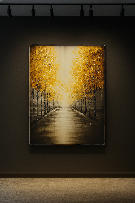 Hdc Modern Golden Autumn Pathway Canvas Painting Crystal Painting Home Decor Crystal Wall Painting